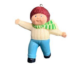 Vintage 1983 Cabbage Patch Kid Ice Skating Boy Ornament PVC 4"